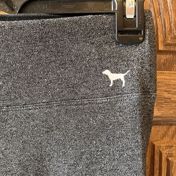 Victoria's Secret PINK Yoga leggings SZ M Beaded Sequin Logo Stripe EUC Y2K Gray - Picture 2 of 5